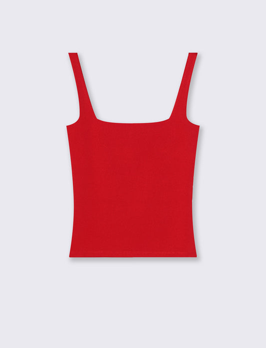 Top con spallina larga e scollo V cut-out - Rosso