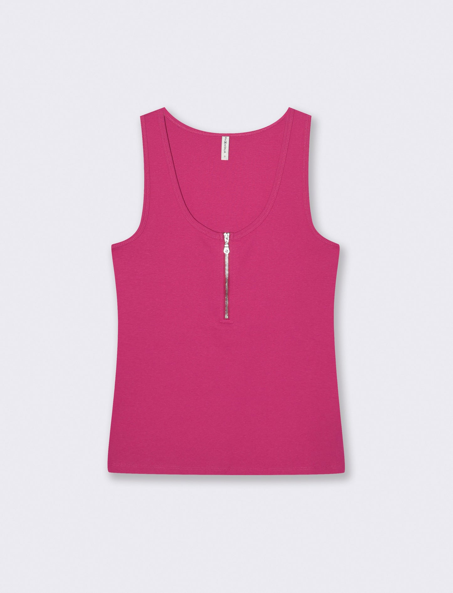 Canotta a coste con zip - Fuxia