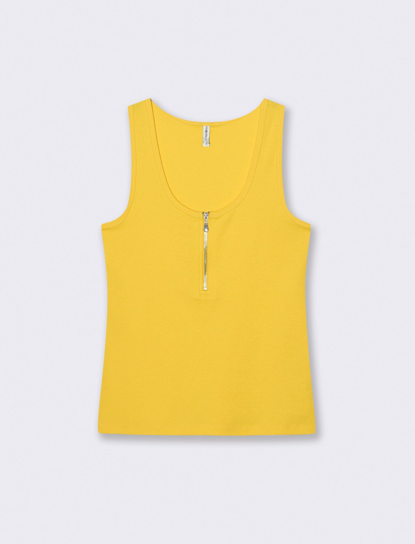 Ribbed tank top with zip - Yellow