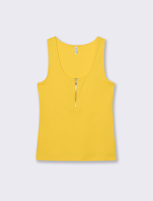 Canotta a coste con zip - Giallo limone