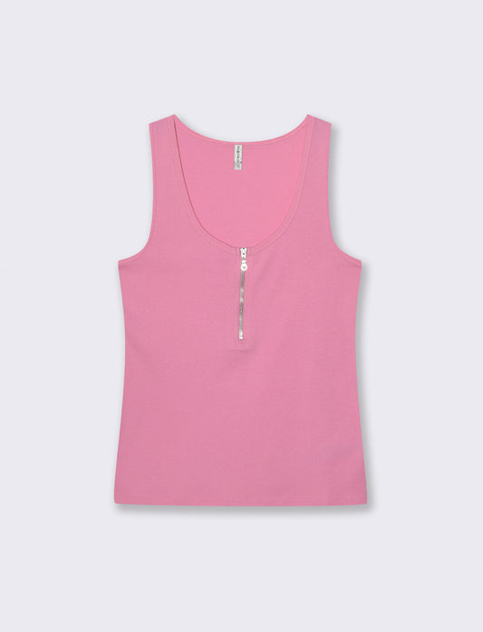 Canotta a coste con zip - Rosa big bubble