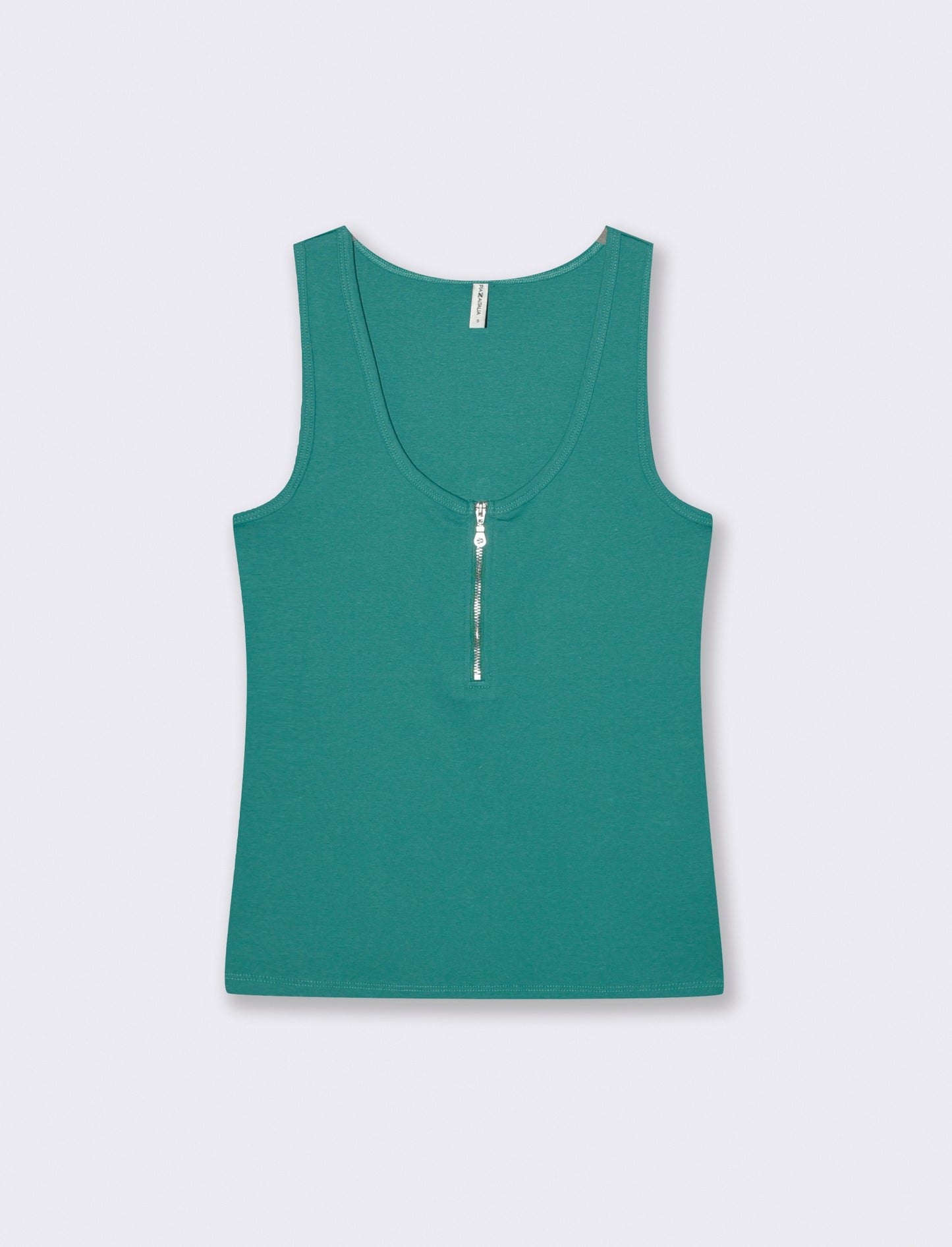 Canotta a coste con zip - Verde smeraldo