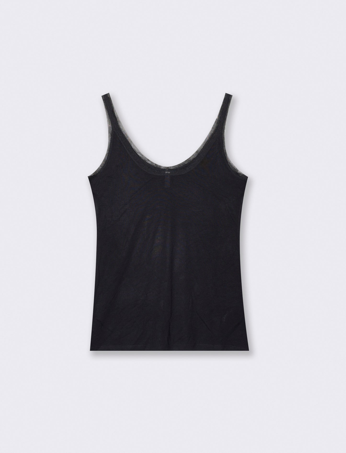 Top con inserti in mesh e bretelle - Nero