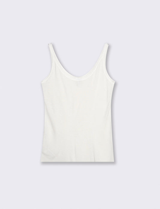 Top con inserti in mesh e bretelle - Avorio