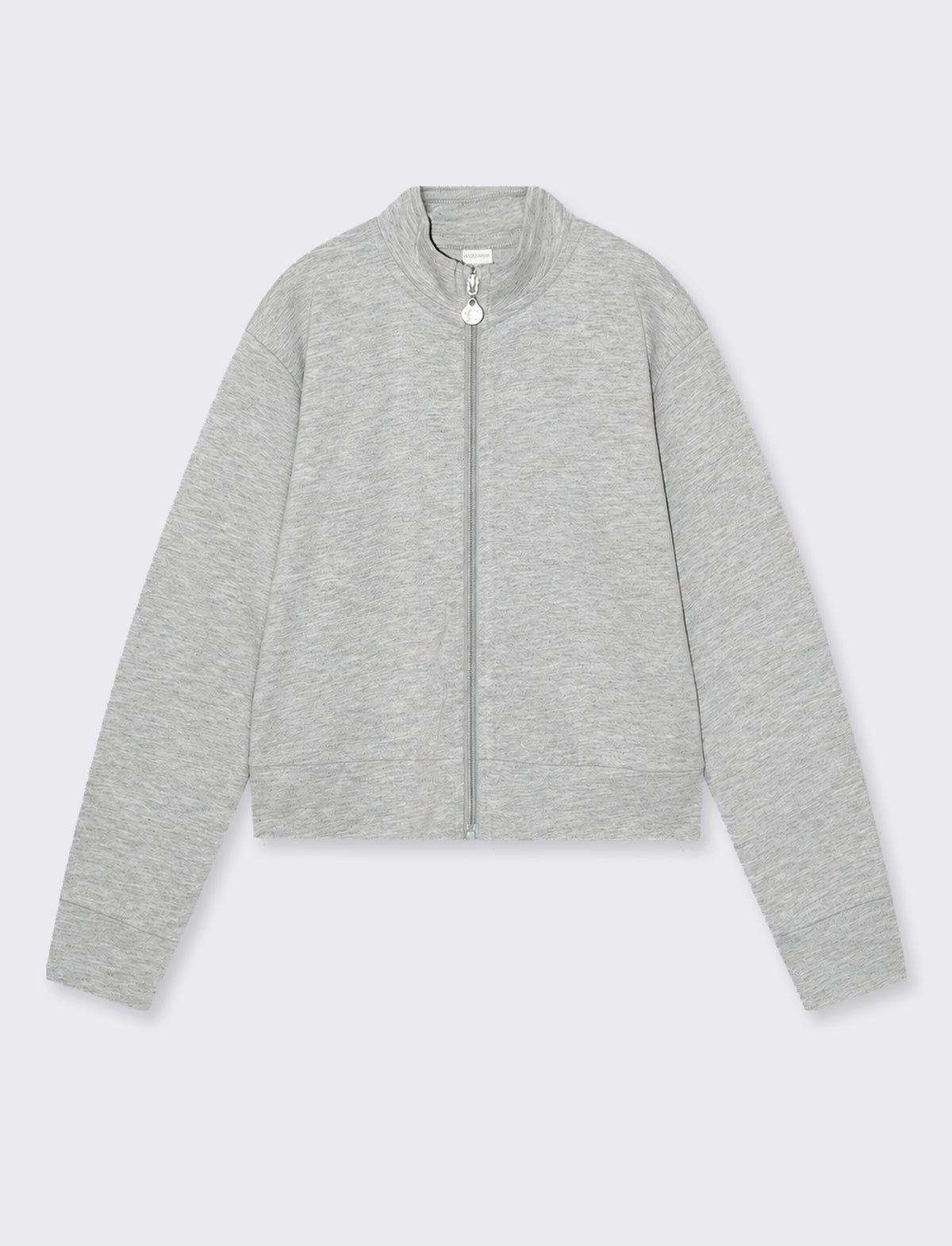 Felpa basica da bambina a manica lunga con zip. - Grigio mel.