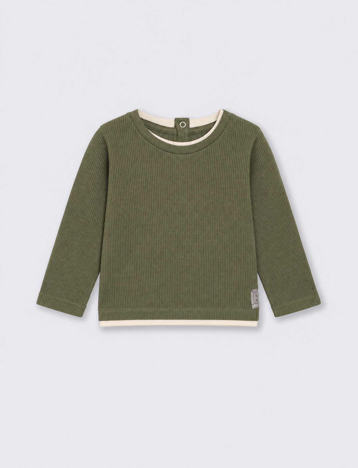 T shirt in tessuto waffle - Verde salvia