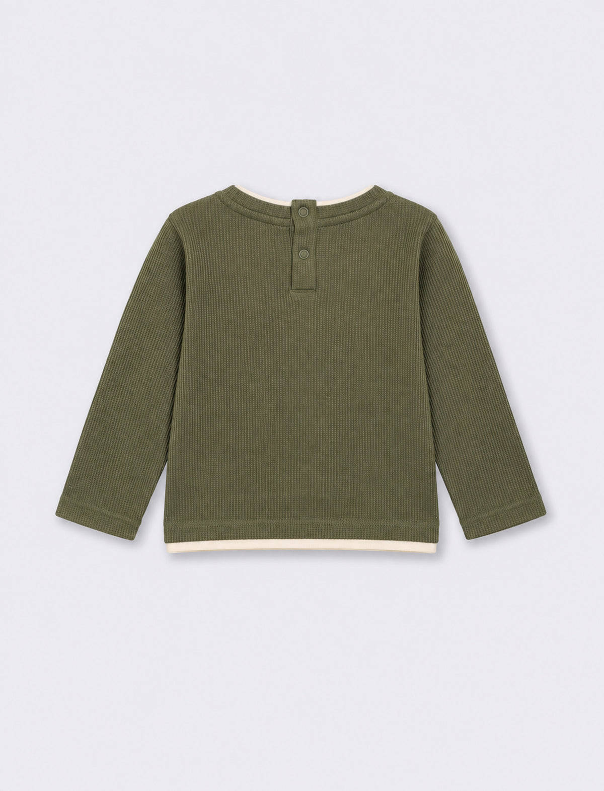 T shirt in tessuto waffle - Verde salvia