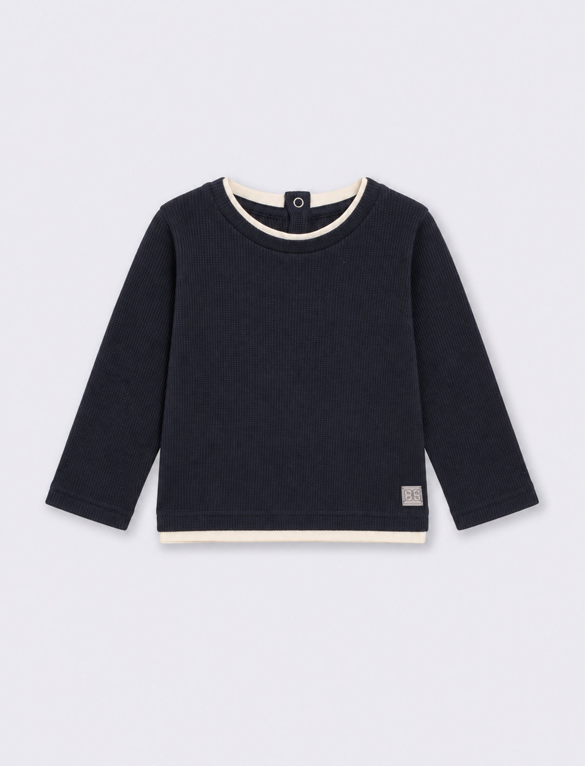 T shirt in tessuto waffle - Blu