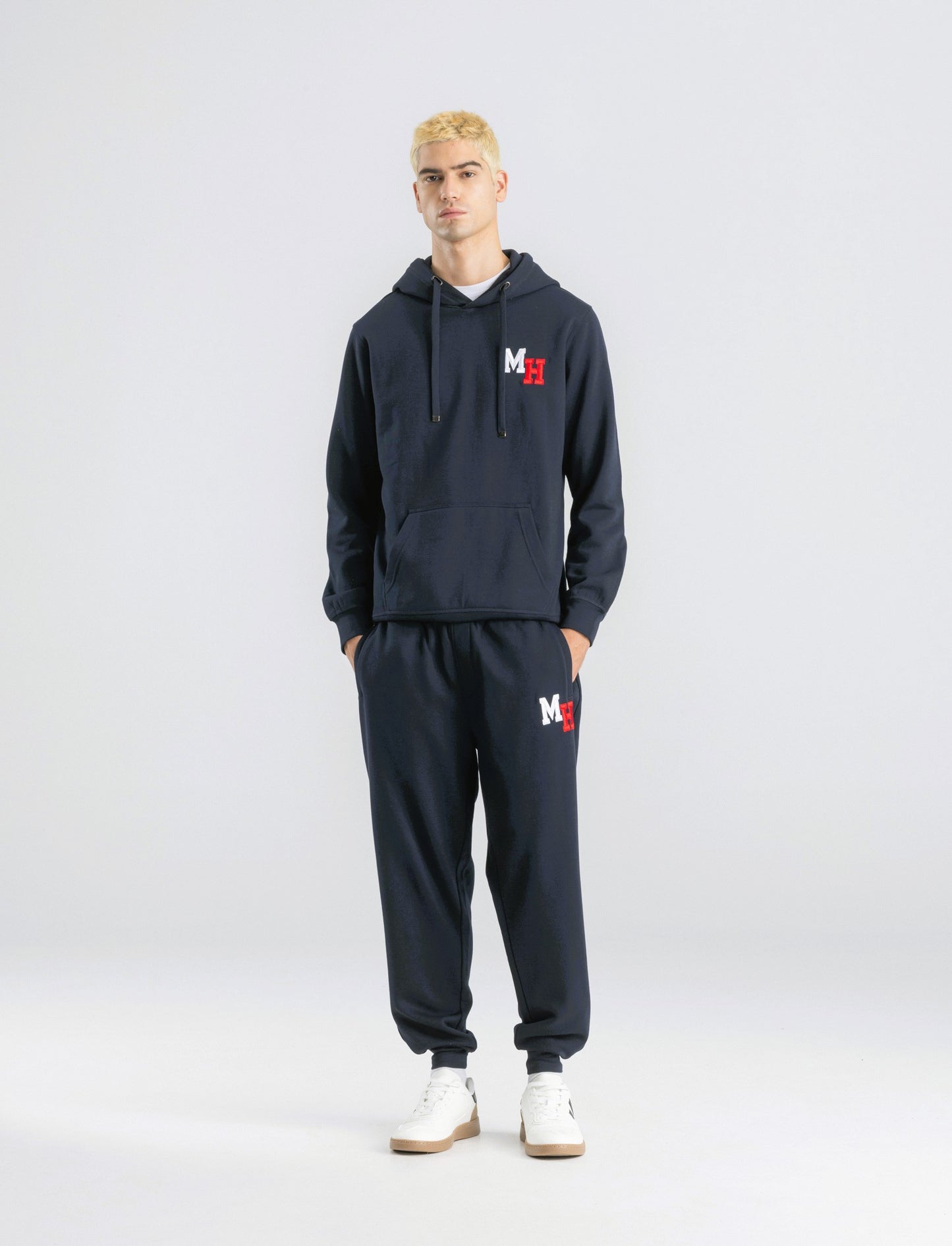 PANTALONI JOGGER IN FELPA CON RICAMO - Blu
