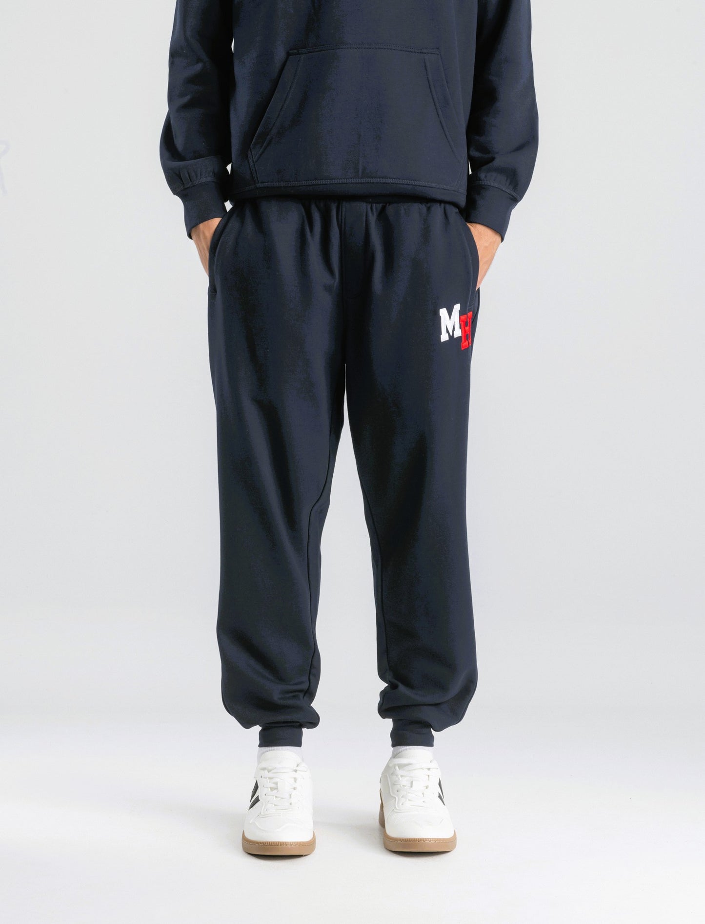 PANTALONI JOGGER IN FELPA CON RICAMO - Blu