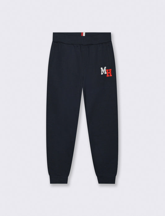 PANTALONI JOGGER IN FELPA CON RICAMO - Blu