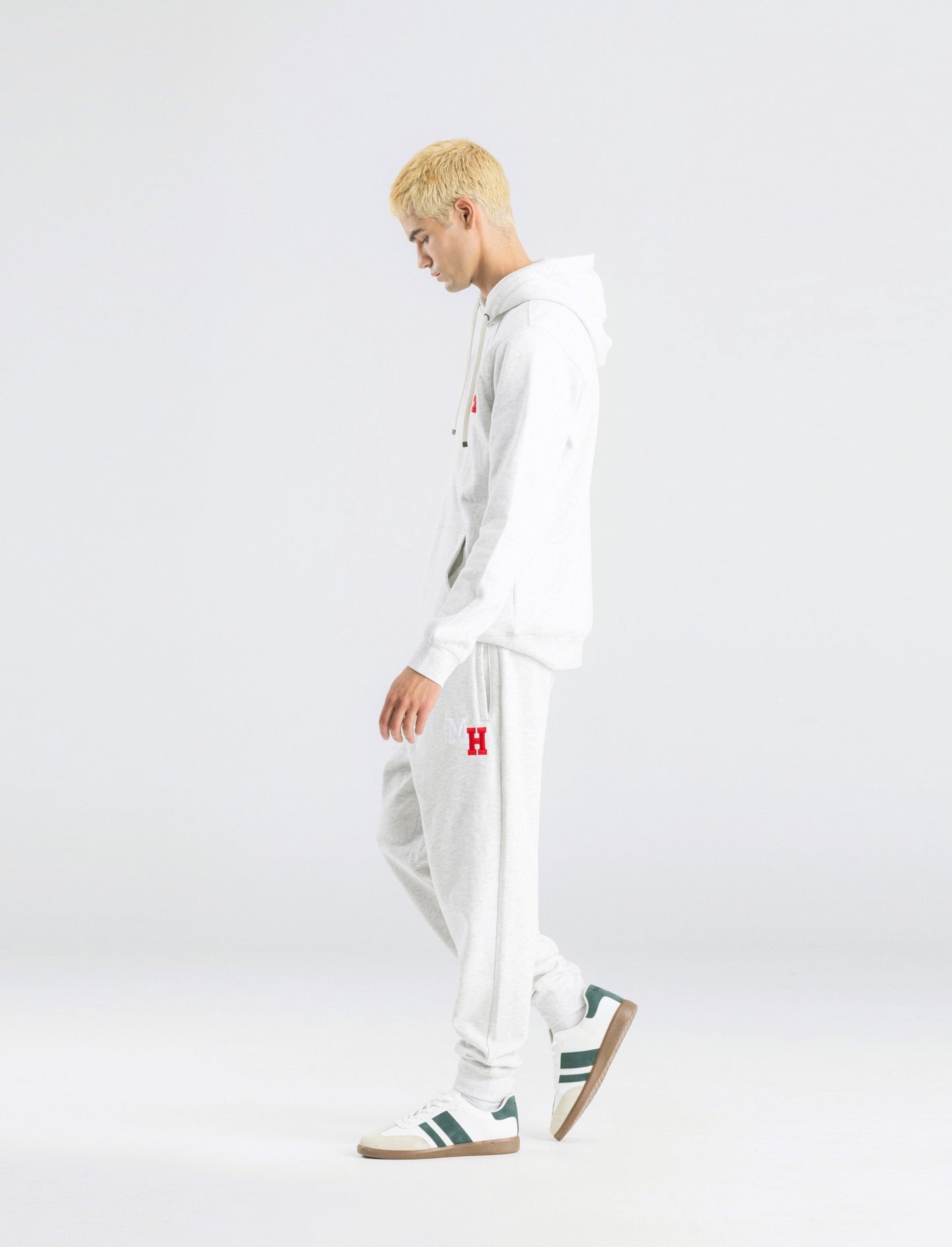 PANTALONI JOGGER IN FELPA CON RICAMO - Grigio mel.