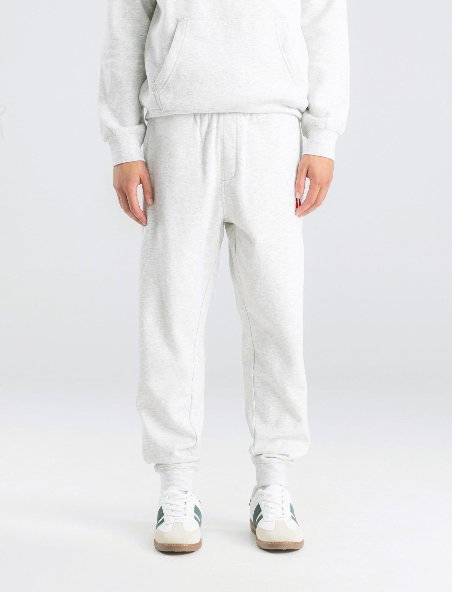 PANTALONI JOGGER IN FELPA CON RICAMO - Grigio mel.