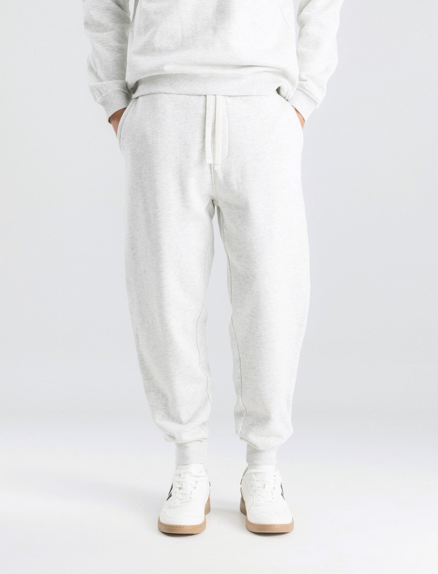 PANTALONI JOGGER IN FELPA CON STAMPA FLOCK - Grigio mel.