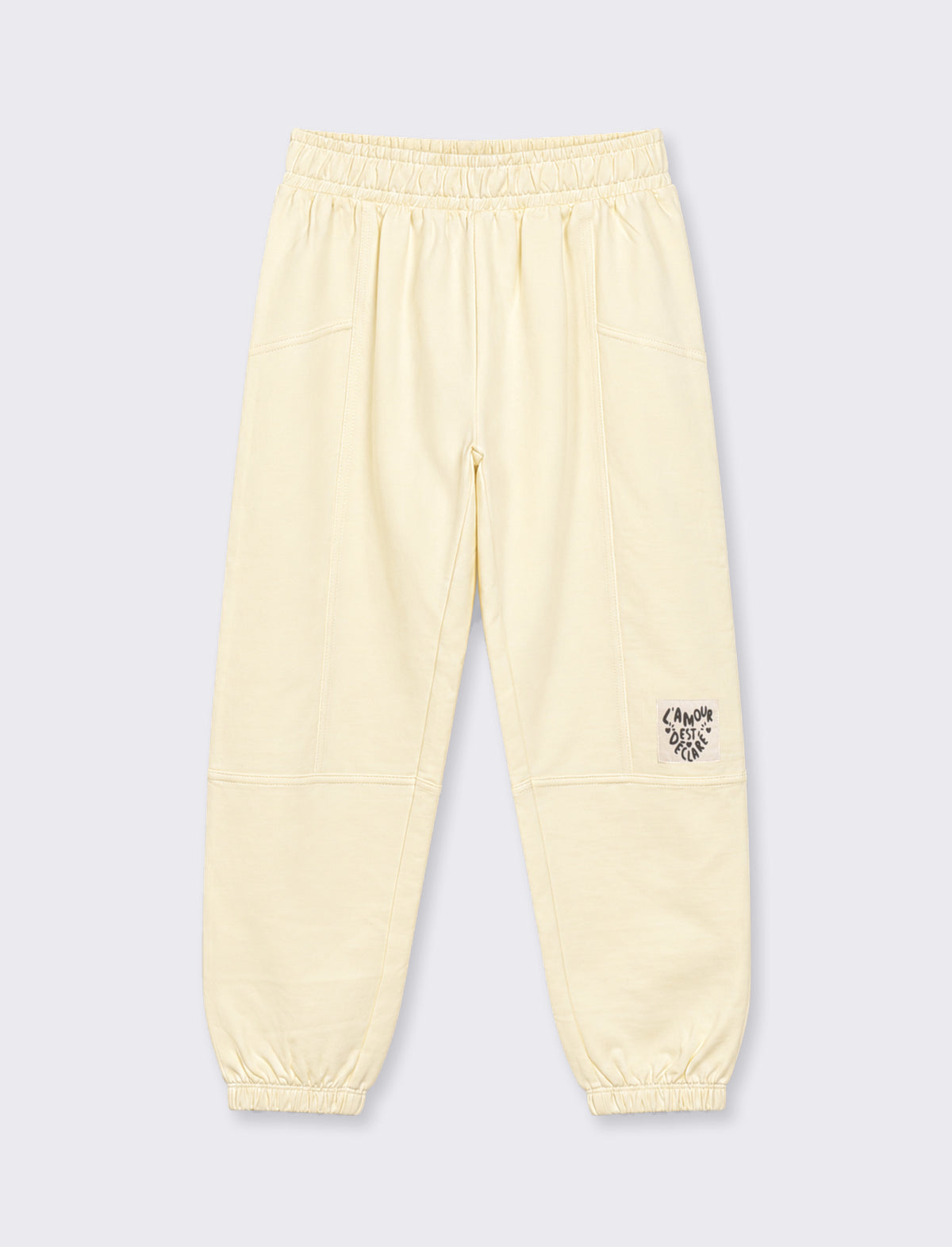 Pantalone in felpa da bambina. - Bianco latte