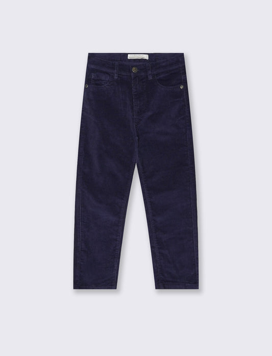 Pantalone 5 tasche in velluto a coste. - Blu