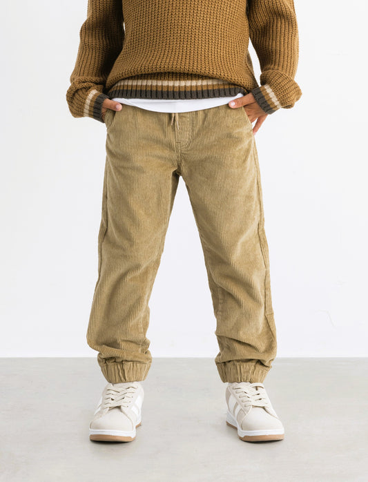 Jogger in velluto a coste. - Beige