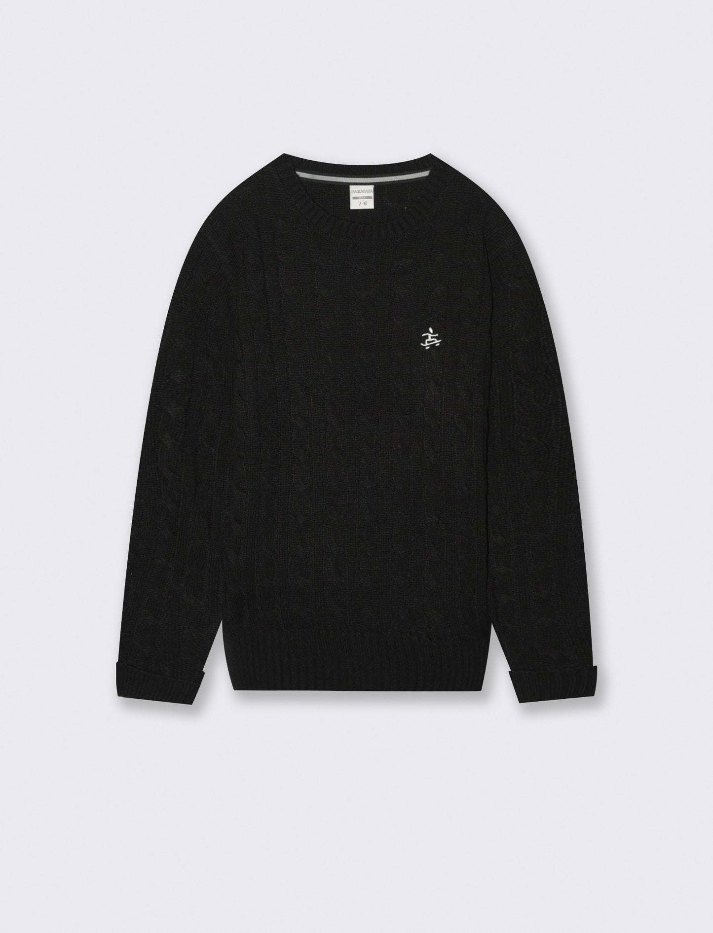 Maglia girocollo a traccia. - Nero