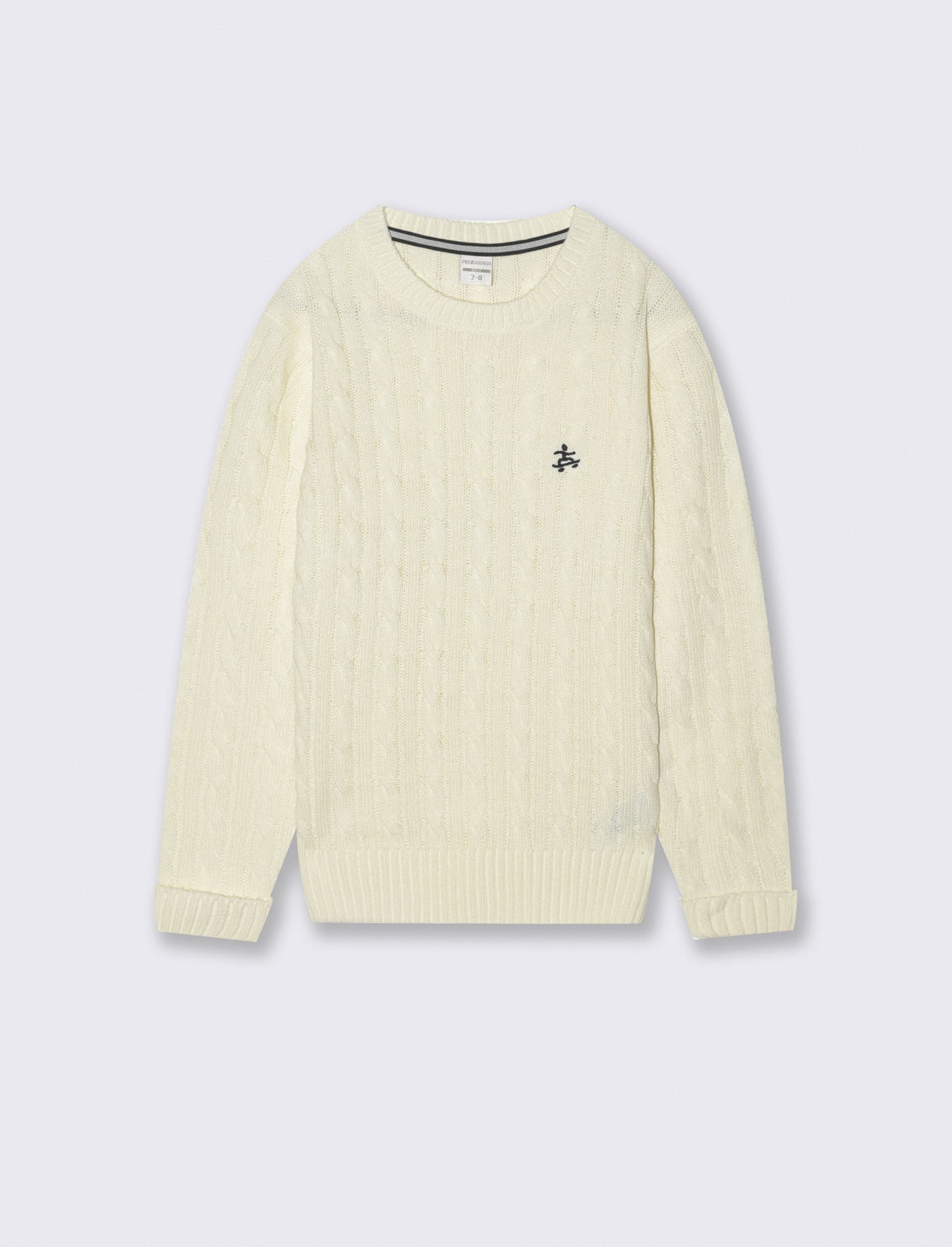 Maglia girocollo a traccia. - Bianco latte