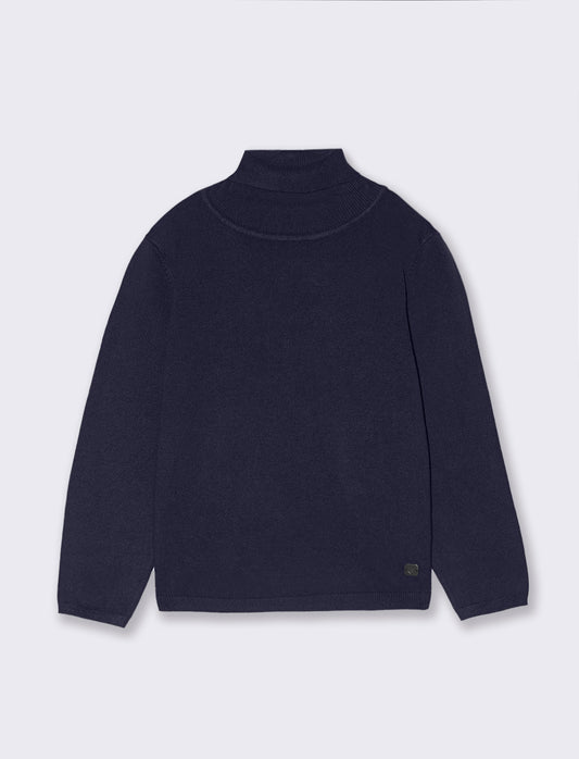 MAGLIA COLLO ALTO viscosa nylon - Blu