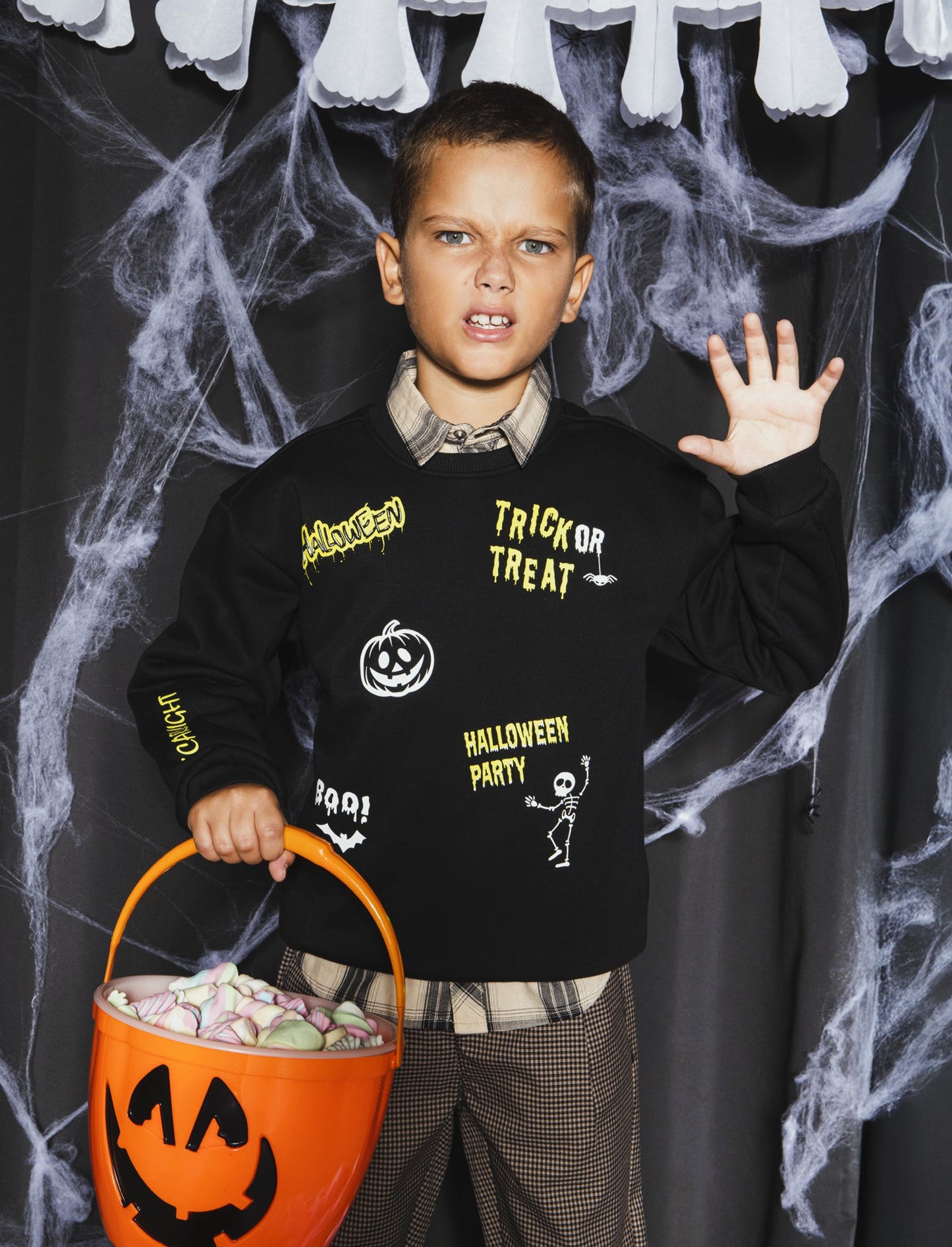 FELPA GIROCOLLO Halloween - Nero