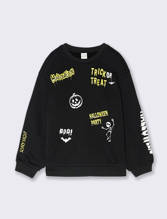FELPA GIROCOLLO Halloween - Nero