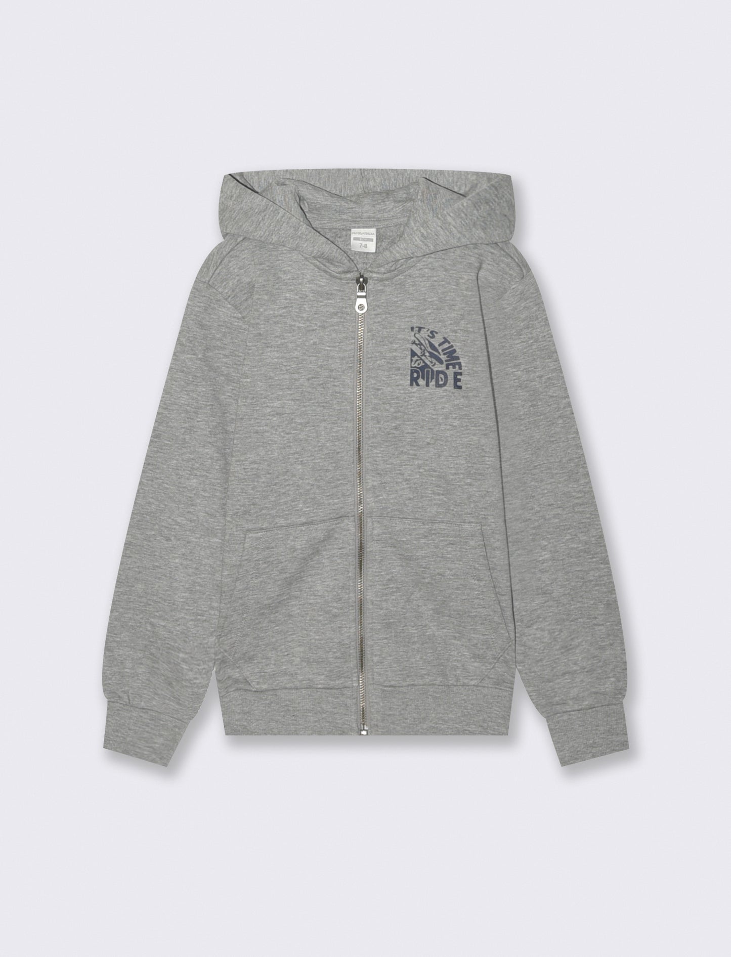 Felpa full zip con cappuccio. - Grigio mel.