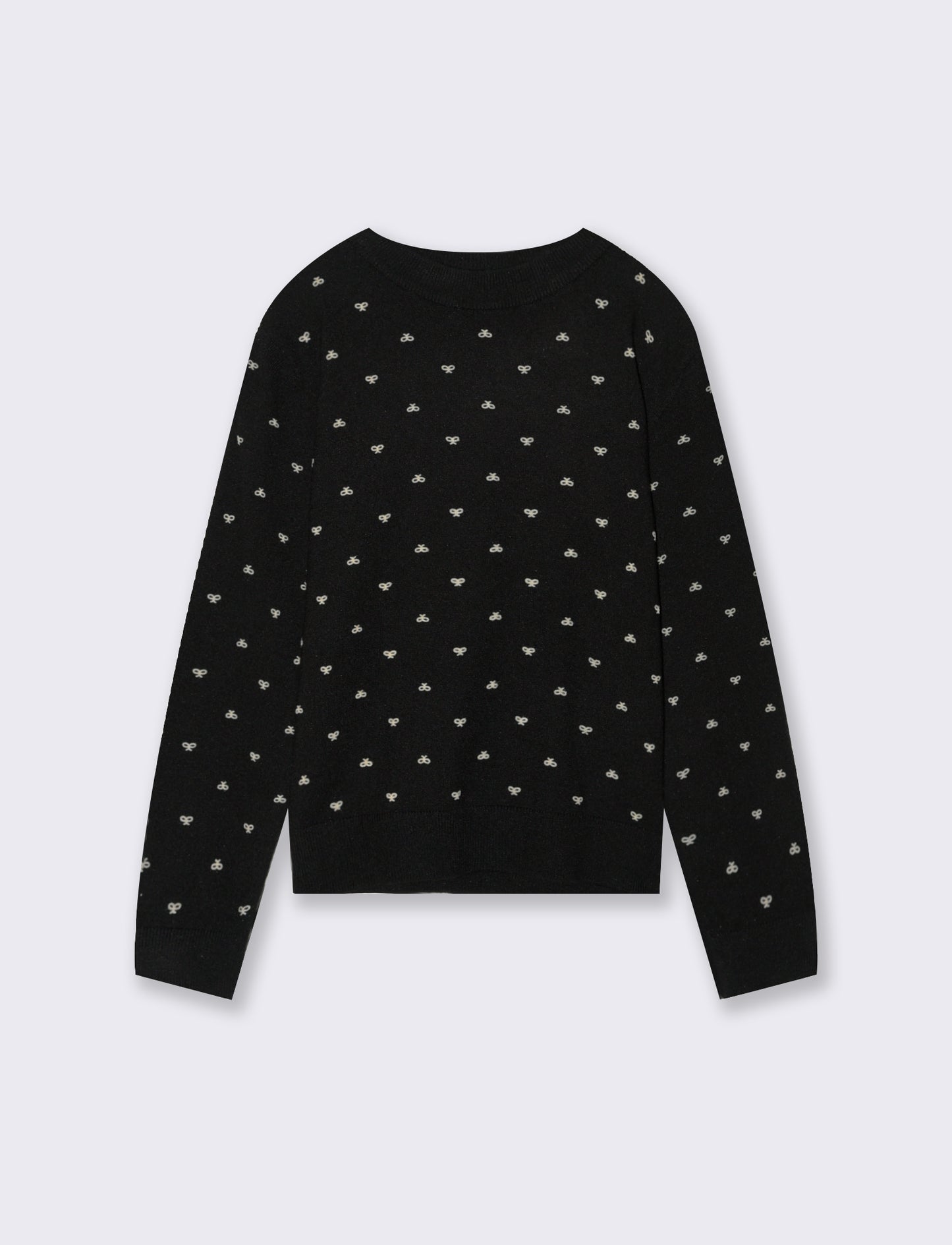 Maglia collo alto con stampa floccata. - Nero