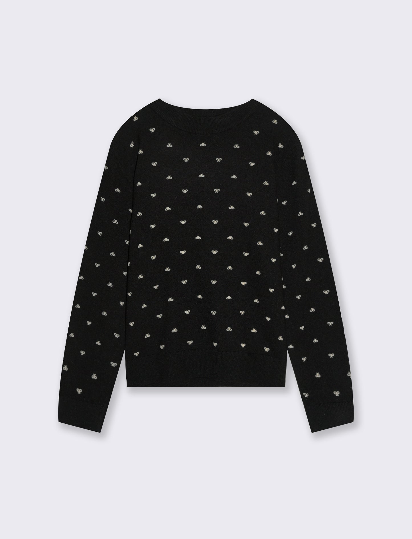 Maglia collo alto con stampa floccata. - Nero
