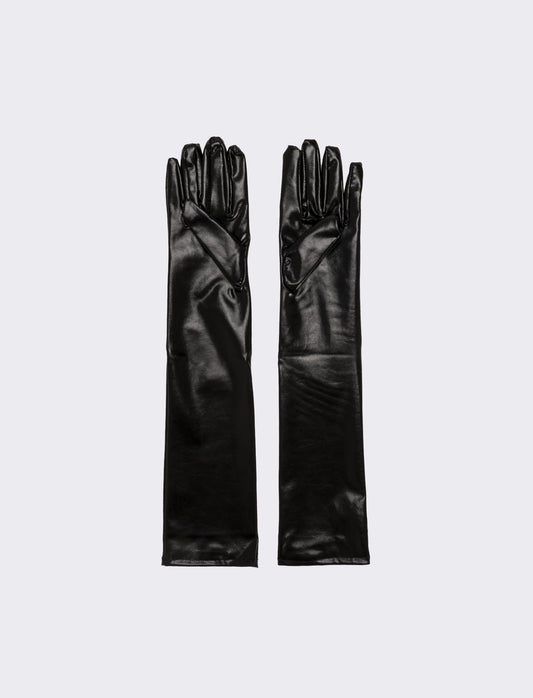 Guanto lungo spalmato 50 cm donna - Nero