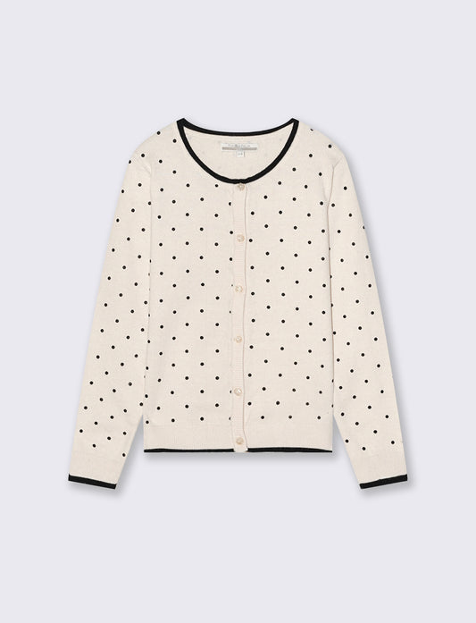 Cardigan in maglia manica lunga. - Beige