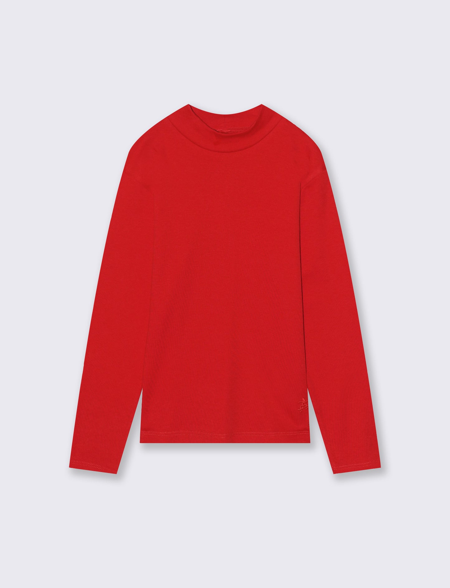 T-shirt mezzo collo caldo cotone. - Rosso