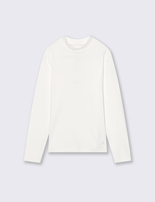 T-shirt mezzo collo caldo cotone. - Bianco