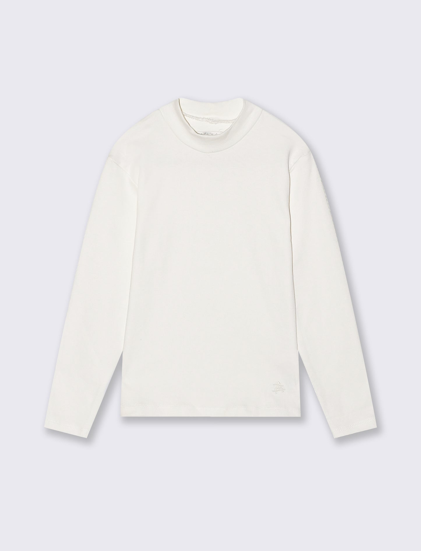 T-shirt mezzo collo caldo cotone. - Bianco sporco