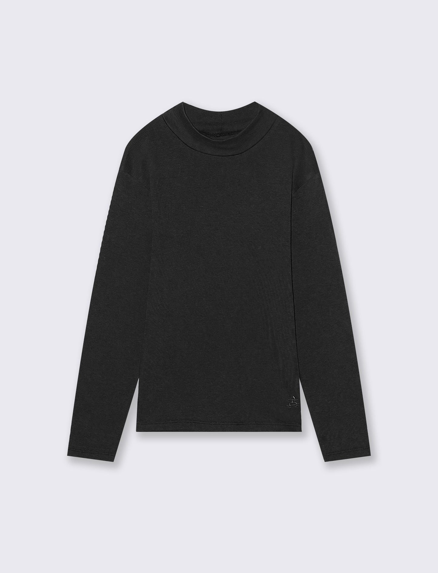 T-shirt mezzo collo caldo cotone. - Nero