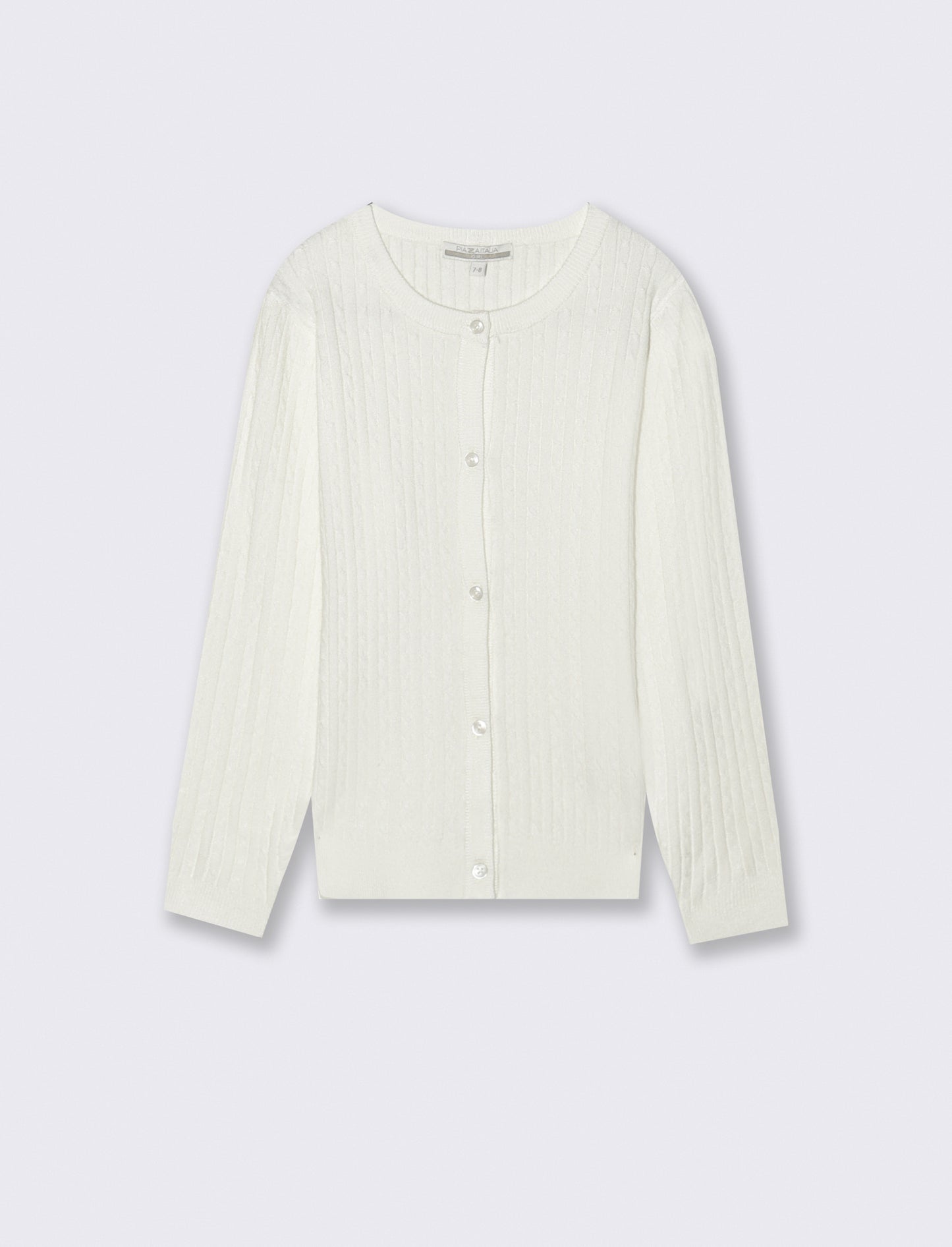 Cardigan girocollo - Bianco sporco