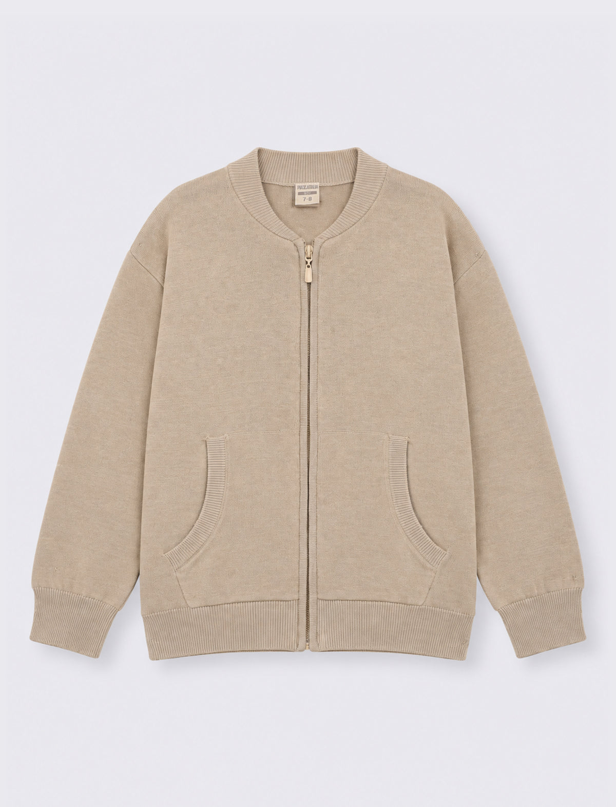MAGLIA APERTA CON COLLO IN COSTINA - Beige