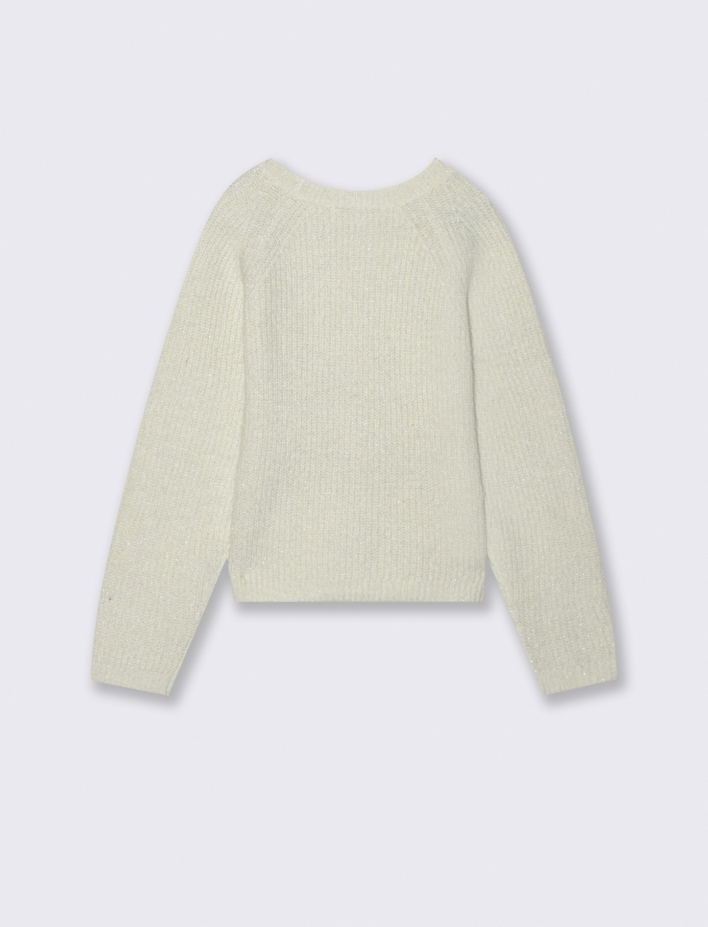 Cardigan manica raglan in morbida maglieria con filato metallizzato. - Bianco sporco