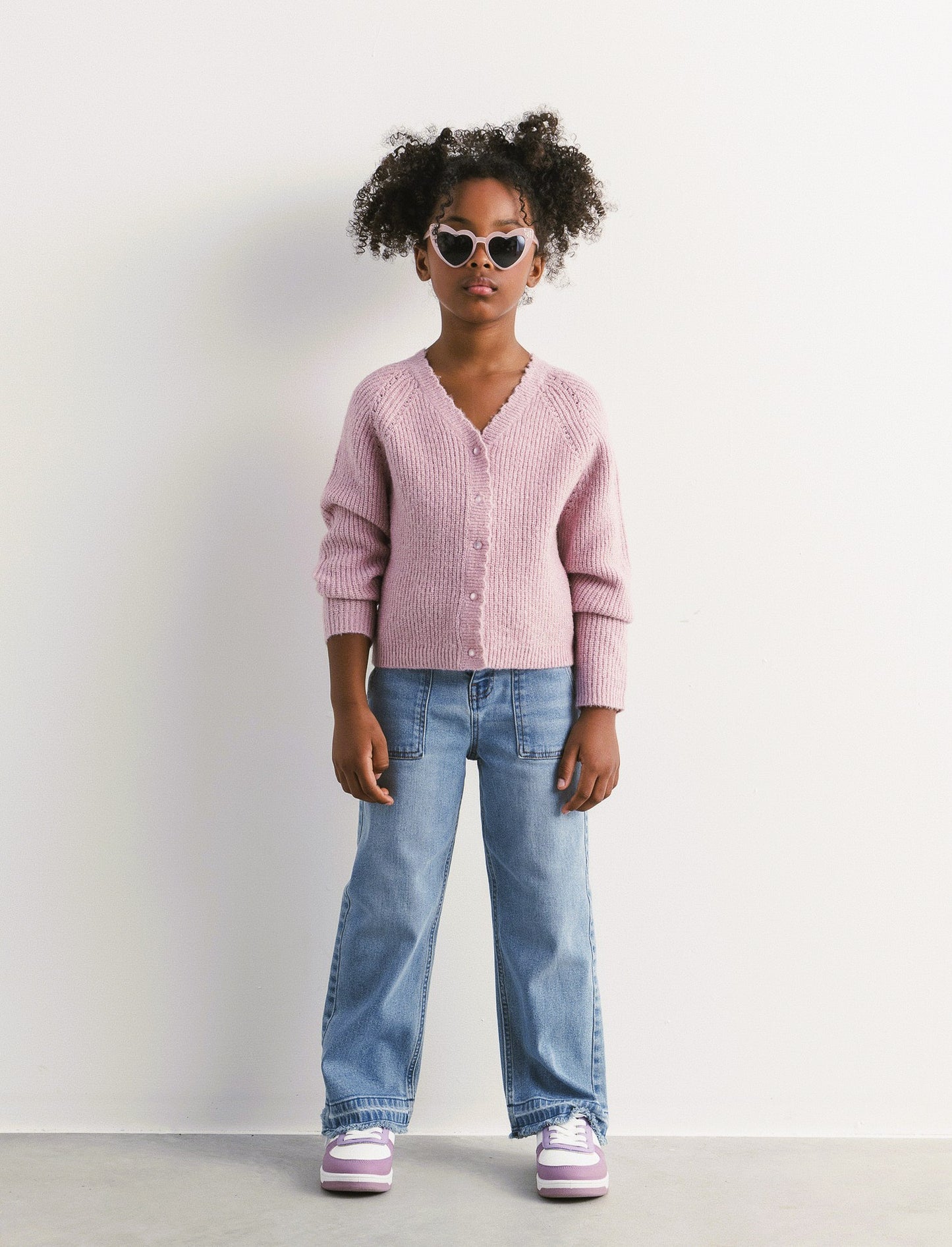 Cardigan manica raglan in morbida maglieria con filato metallizzato. - Rosa