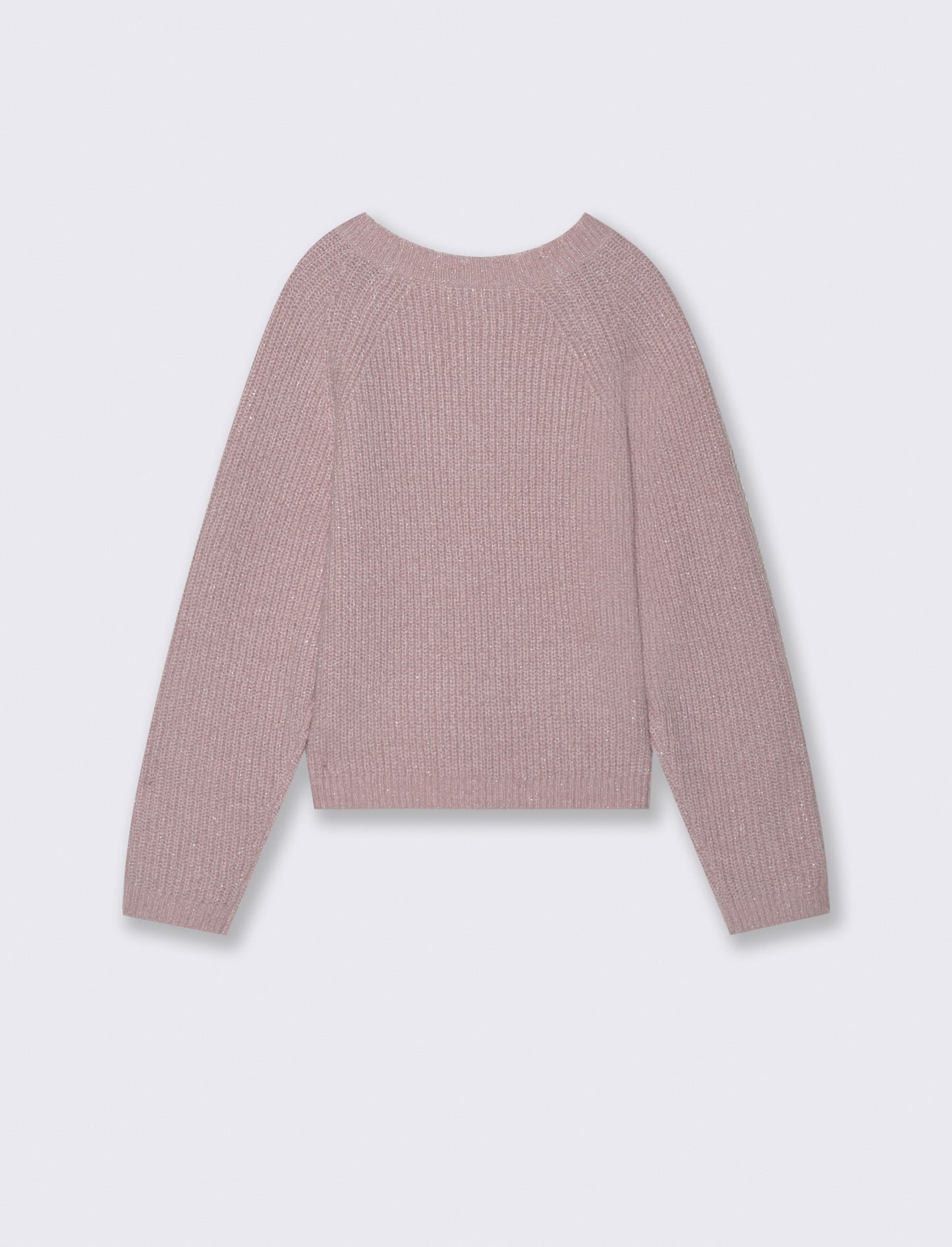 Cardigan manica raglan in morbida maglieria con filato metallizzato. - Rosa