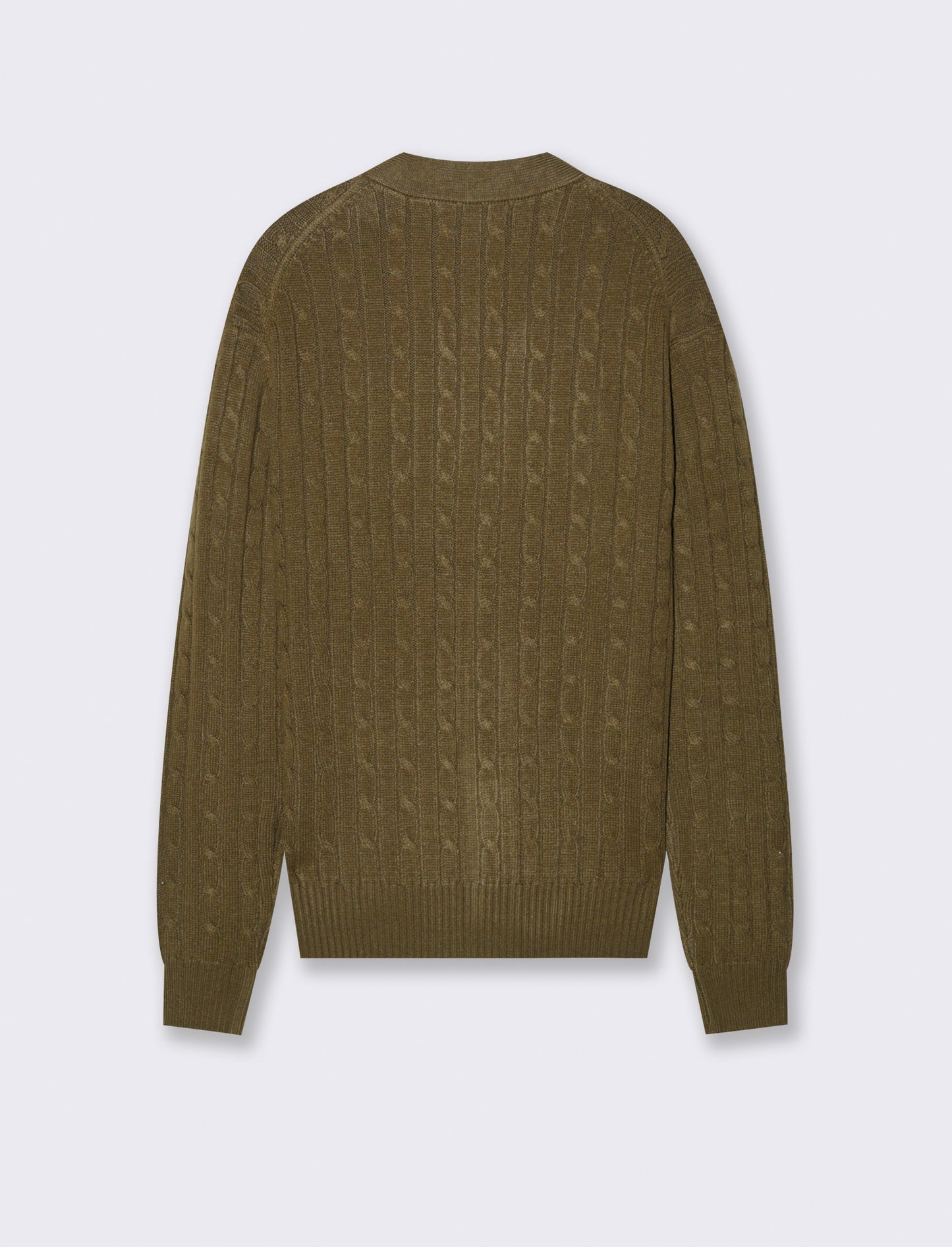MAGLIA CARDIGAN A TRECCE: - Grigio fango