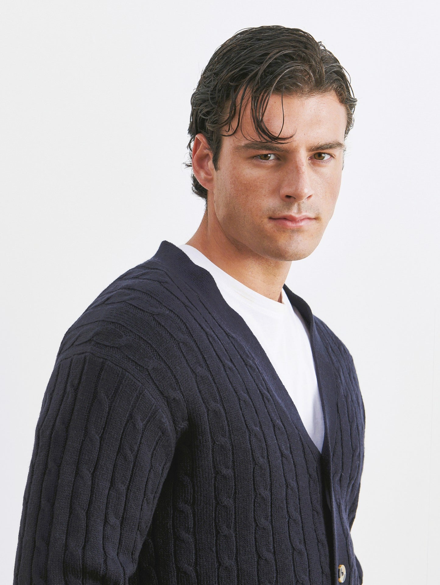 MAGLIA CARDIGAN A TRECCE: - Blu