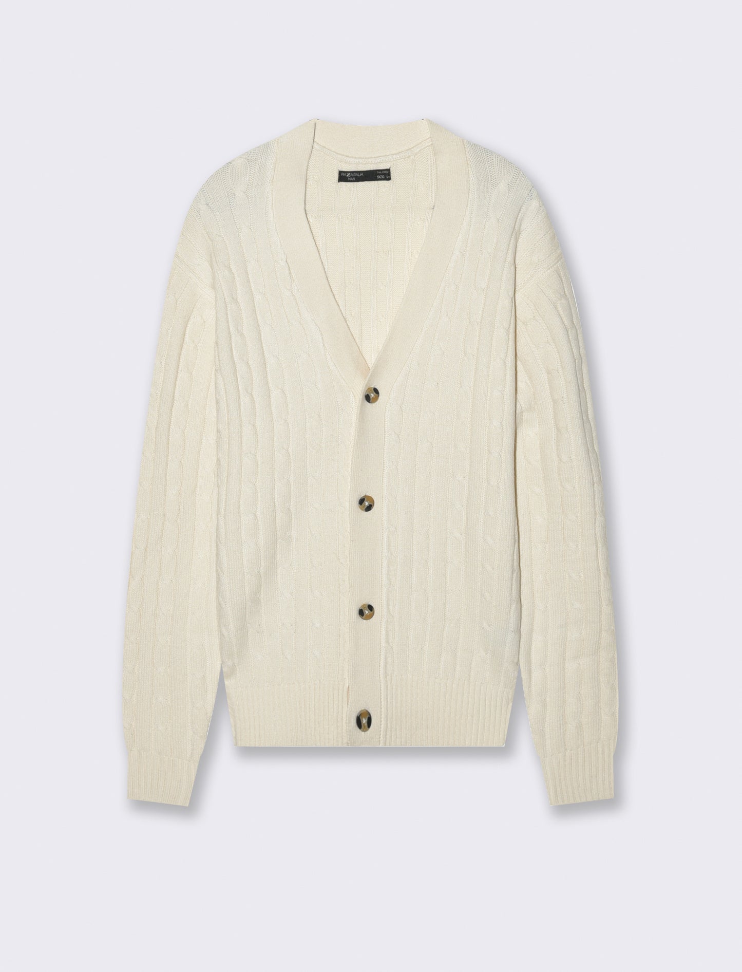 MAGLIA CARDIGAN A TRECCE: - Beige ecru