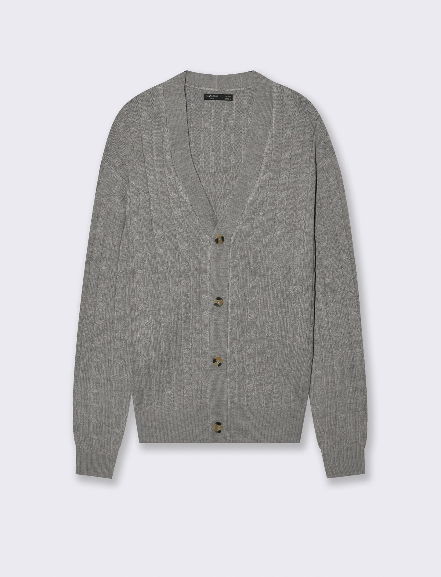 MAGLIA CARDIGAN A TRECCE: - Grigio mel.