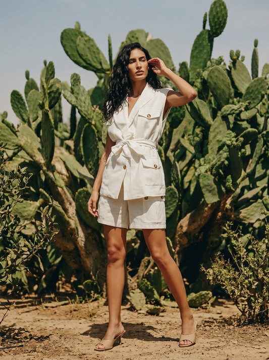 SHORTS CARGO - Bianco latte