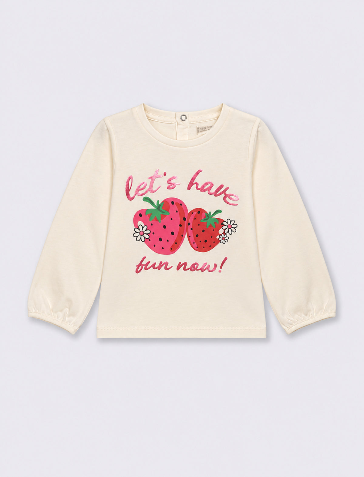 T shirt con stampa e manica arricciata - Bianco latte
