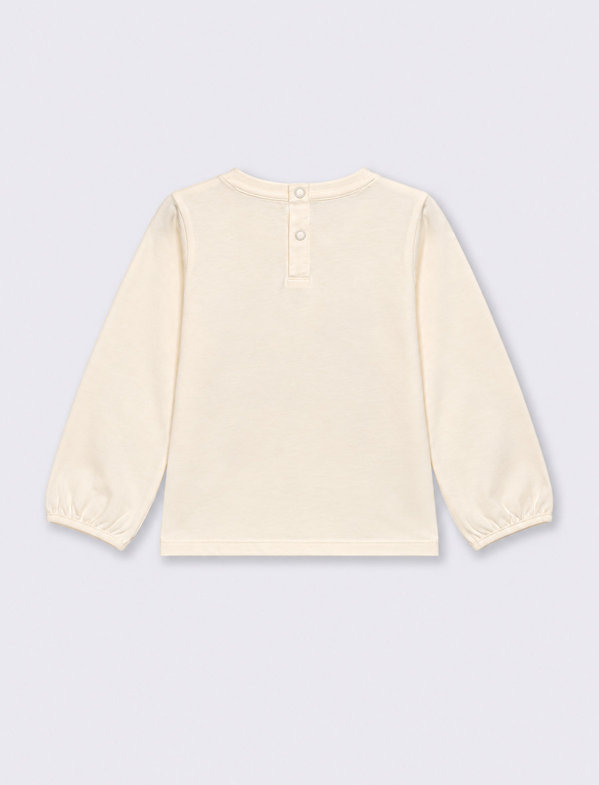 T shirt con stampa e manica arricciata - Bianco latte