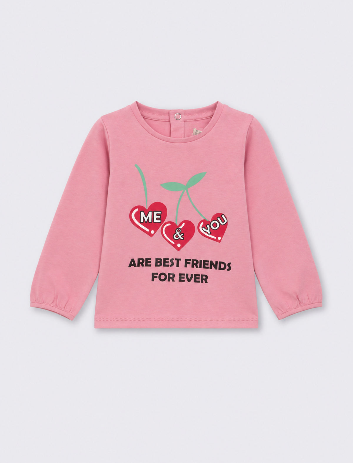 T shirt con stampa e manica arricciata - Rosa candy