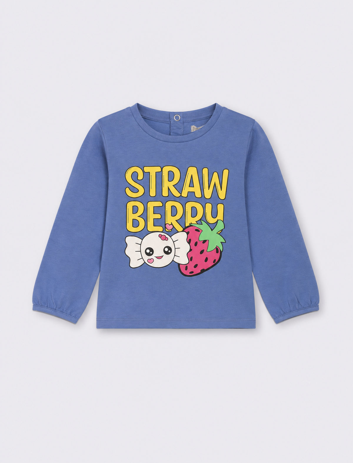 T shirt con stampa e manica arricciata - Celeste