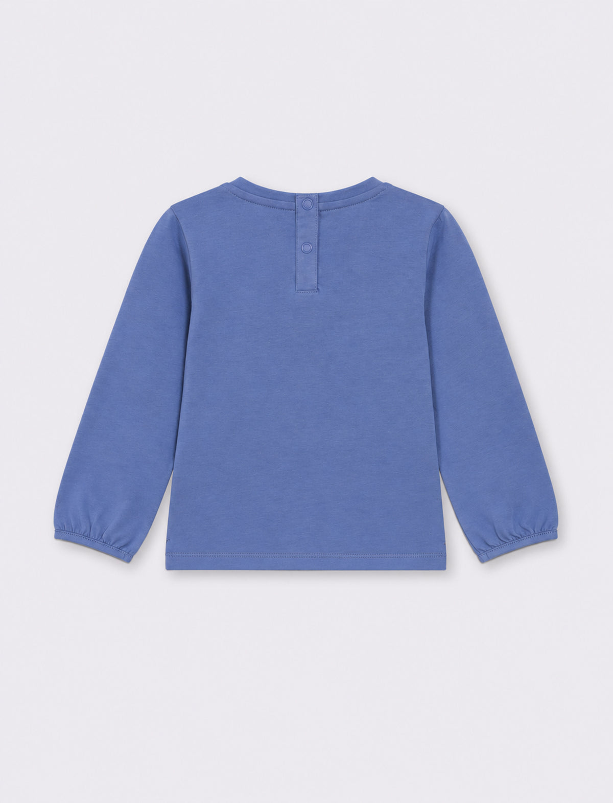 T shirt con stampa e manica arricciata - Celeste